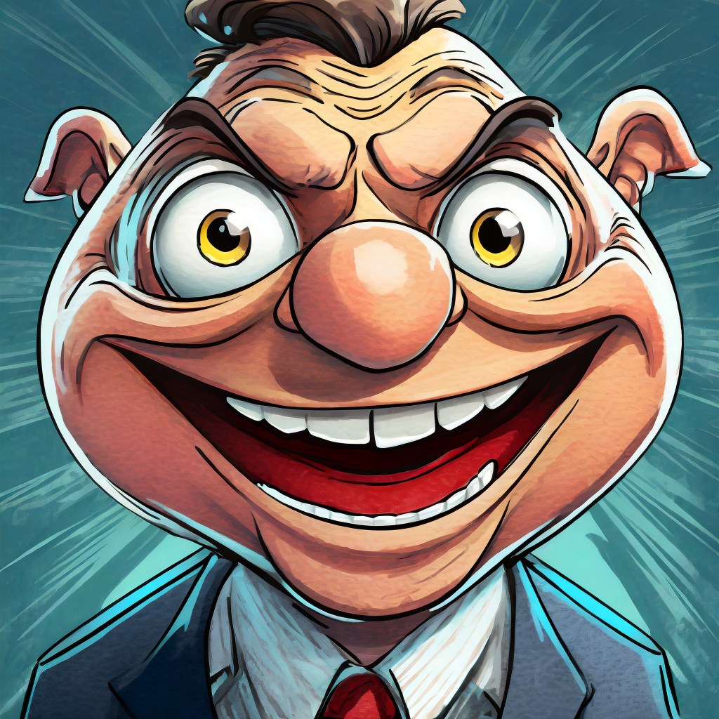 huge grinning smiling business man face with huge big oversized white blank eyes